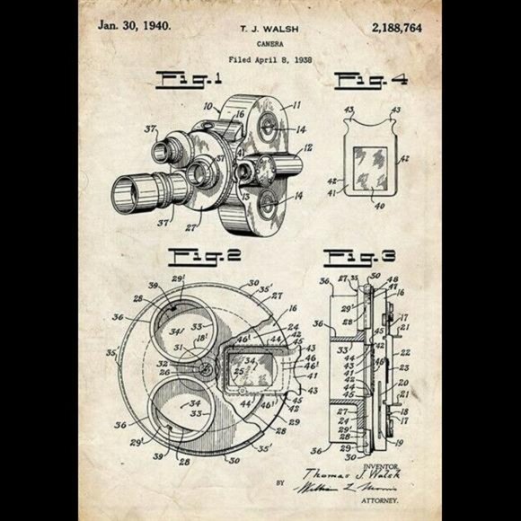 Film Movie Cinema Camera Projector Patent Wall Art Print Set of 6 - Picture 3 of 7